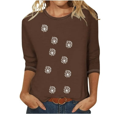 GERsome Womens 3/4 Sleeve Round Neck Shirts Summer Tops Soft Lightweight Basic Tee