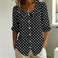 thumbnail image 1 of GERsome Womens 3/4 Sleeve Shirts Polka Dot Button Down Collared Tops for Casual Work Business Travel Black L, 1 of 6