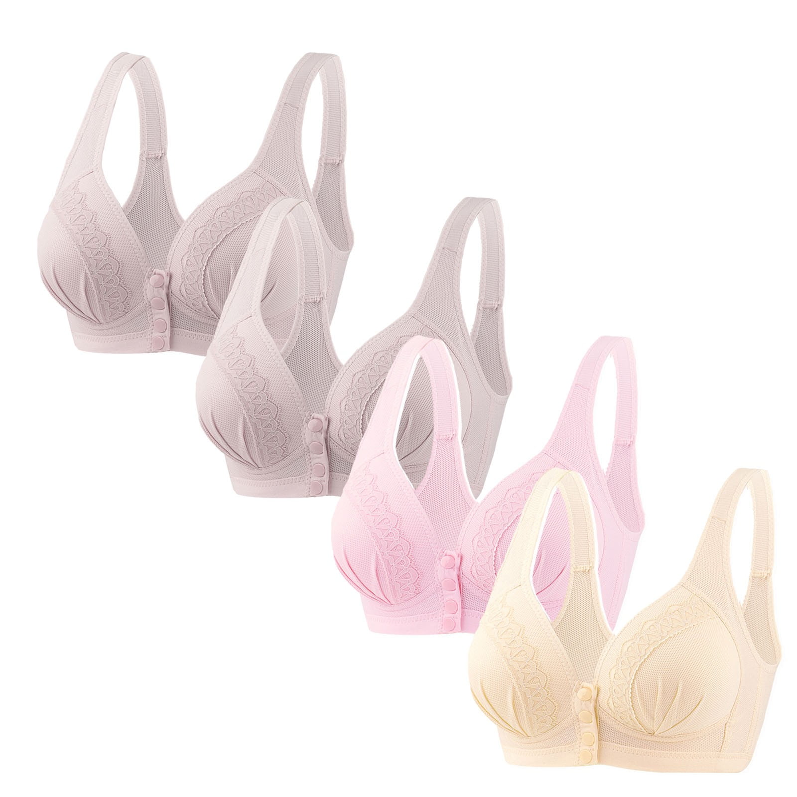 GERsome Womens 4 Pack Assorted Color Bras Comfort Wireless Bras for ...