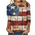 thumbnail image 1 of GERsome Womens 4th of July 3/4 Sleeve Tops Casual Loose Fit Crewneck T Shirts American Flag Patriotic Tee Shirts S-3XL, 1 of 5