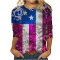 thumbnail image 1 of GERsome Womens 4th of July 3/4 Sleeve Tops Casual Loose Fit Crewneck T Shirts American Flag Patriotic Tee Shirts S-3XL, 1 of 5