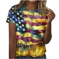 thumbnail image 1 of GERsome Womens 4th of July T Shirts American Flag Patriotic Short Sleeve Crew-Neck Tops USA Flag Stars Stripes Casual Summer Tee S-2XL, 1 of 5