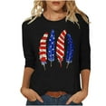 thumbnail image 1 of GERsome Womens American Flag T Shirts 4th of July Patriotic 3/4 Sleeve Shirts Veteran Crewneck Shirt Stars Stripes Tops S-3XL, 1 of 4