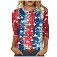 thumbnail image 1 of GERsome Womens American Flag T Shirts 4th of July Patriotic Tops Crewneck 3/4 Sleeve Graphic Shirts Loose Fit USA Veteran Summer Tees S-2XL, 1 of 5