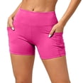 thumbnail image 1 of GERsome Womens Biker Shorts with Pockets High Waist Tummy Control Workout Shorts for Yoga Workout Running Hot Pink Size 2XL, 1 of 8
