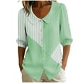 thumbnail image 1 of GERsome Womens Button Down Shirts Crew Neck 3/4 Sleeve Casual Collared Blouses Tops,Green,Size XL, 1 of 6