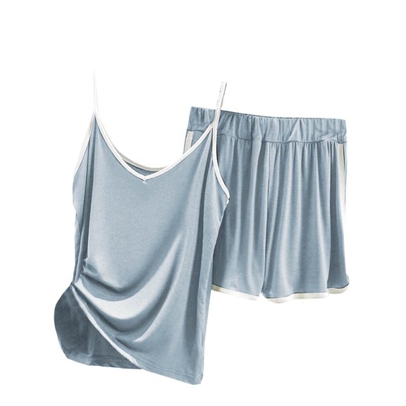 GERsome Womens Cami Pajama Sets 2 Piece Sleeveless Pjs Soft Tank Top & Elastic Waist Shorts Camisole Lounge Set M-XXL