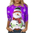 thumbnail image 1 of GERsome Womens Christmas Tops Women's Cute Xmas Snowman Shirts Funny Graphic 3/4 Length Sleeve Tops Round Neck Shirt Basic Ladies Clothing Size S, 1 of 1