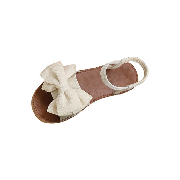 GERsome Womens Flat Sandals Open Toe Elastic Ankle Strap Summer Beach Sandals Casual Walking Shoes, Beige Size 7