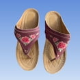 thumbnail image 1 of GERsome Womens Flip-Flops Low Wedge Open Toe Slip-On Slides Summer Beach Comfort Walking Thong Sandals, Wine Size 7, 1 of 6