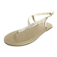thumbnail image 1 of GERsome Womens Flip Flops Summer Flats Sandals for Women with Rhinestone Beaded Ankle T-Strap Thong Elastic Beach Sandal Slip On Walking Shoes, 1 of 4