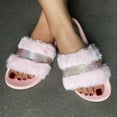 thumbnail image 1 of GERsome Womens Fuzzy Slides Faux Fur Slippers Open Toe Yoga Mat House Slippers Sandals With Arch Support For Indoor/Outdoor, 1 of 6