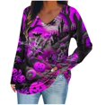 thumbnail image 1 of GERsome Womens Halloween Long Sleeve Tops Casual V Neck Basic Tunic Shirts Loose Fit Funny Halloween Thanksgiving Pumpkin Graphic Tee Casual Halloween Blouse Tops Size L, 1 of 1