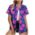 thumbnail image 1 of GERsome Womens Hawaiian Button Down Shirts Casual Short Sleeve Floral Print Blouses Summer Tops, Sizes S-5XL, 1 of 5