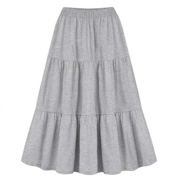 GERsome Womens High Waist A Line Ruffle Swing Long Maxi Skirt with Pockets