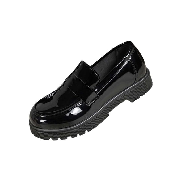 GERsome Womens Loafers Low Chunky Heels Round Toe Slip On Work Shoes Comfort Business Casual Dress Shoes, Black Size 9