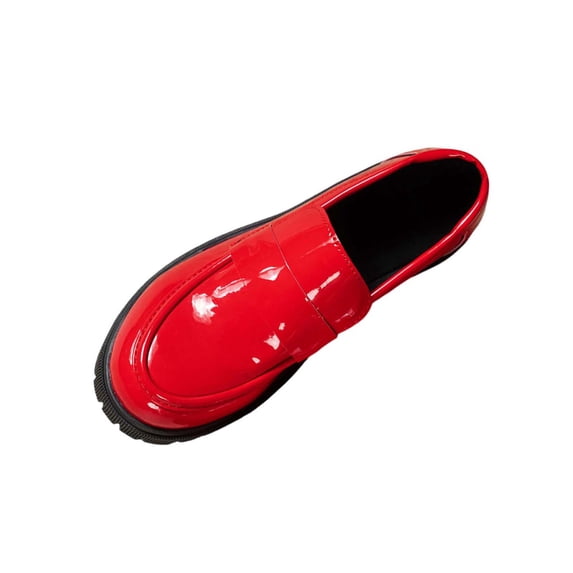 GERsome Womens Loafers Low Chunky Heels Round Toe Slip On Work Shoes Comfort Business Casual Dress Shoes, Red Size 9.5