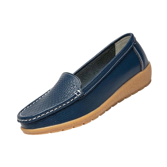 GERsome Womens Loafers Slip On Dress Shoes Round Toe Comfort Casual Walking Flats Shoes, Dark Blue Size 6.5