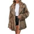 thumbnail image 1 of GERsome Womens Long Sleeve Winter Warm Lapel Fox Faux Fur Coat Jacket Overcoat Outwear with Pockets, 1 of 6