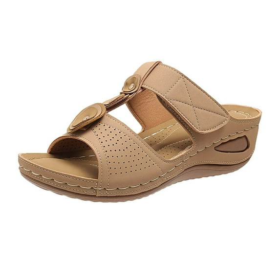GERsome Womens Open Toe Wedge Sandals Comfort Casual Summer Sandals Walking Sandals with Orthotic Arch Support