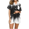 thumbnail image 1 of GERsome Womens Pajama Sets 2 Piece Sleepwear Pjs Set Short Sleeve Button Down Top and Short Color Block & Floral Print Loungewear S-XXL, 1 of 4