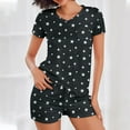 thumbnail image 1 of GERsome Womens Pajama Sets 2 Piece Soft Short Sleeve Tops and Shorts Sleepwear V Neck Pjs Lounge Set S-2XL (Black,S), 1 of 9