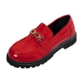 thumbnail image 1 of GERsome Womens Platform Loafers Round Toe Low Chunky Heels Slip On Work Shoes Comfort Office Business Dress Shoes, Red Size 7.5, 1 of 9