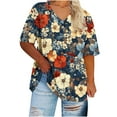 thumbnail image 1 of GERsome Womens Plus Size Floral T-shirts Short Sleeve V-neck Summer Tee Shirts Casual Loose Tunic Tops, Sizes XL-5XL, 1 of 4