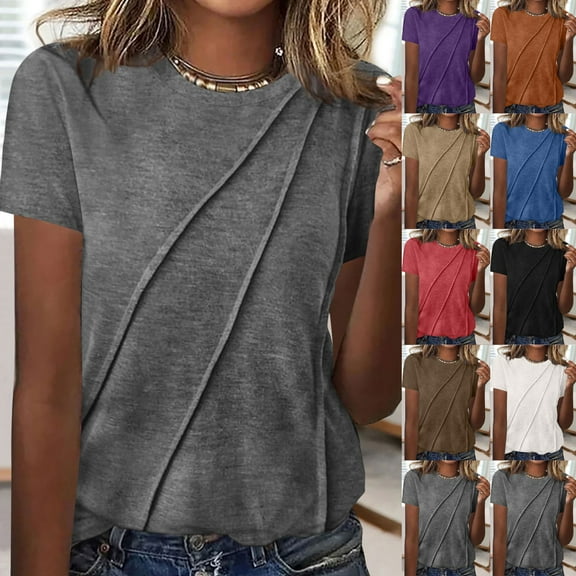 GERsome Womens Plus Size Short Sleeve T Shirts Summer Casual Loose Fit Tees Crew Neck Tunic Tops