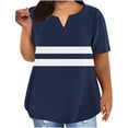 thumbnail image 1 of GERsome Womens Plus Size T Shirts Stripe Short Sleeve Comfy Tops Loose Fit Summer V-neck Tshirts, Sizes S-5XL, 1 of 6