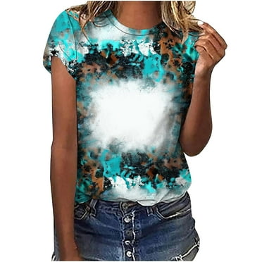 GERsome Womens Plus Size Tie Dye Tops Tunic Short Sleeve Crew Neck Shirts Casual Soft Blouse