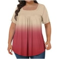 thumbnail image 1 of GERsome Womens Plus Size Tops Short Sleeve Tunic Pleated Square Neck T Shirts Summer Casual Loose Blouse for Leggings L-5XL, 1 of 4