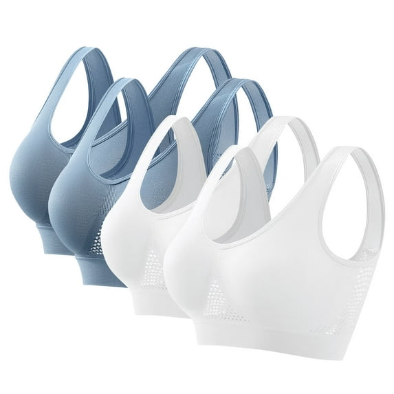 GERsome Womens Seamless Sports Bras 4 Pack Wirefree Yoga Bra with Removable Pads for Women, Sizes S-5XL