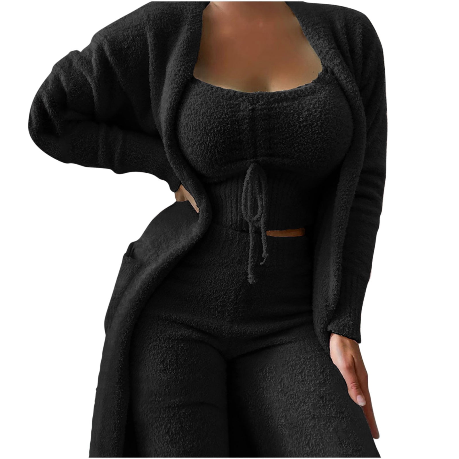 Fluffy Three Piece Set Lounge Sexy Outfits