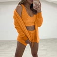 thumbnail image 1 of GERsome Womens Sexy Fuzzy 3 Piece Outfits Fleece Warm Hooded Cardigan Crop Top Shorts Set Pajamas Loungewear, 1 of 5