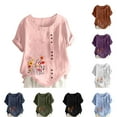 thumbnail image 1 of GERsome Womens Short Sleeve Crewneck T Shirts Plus Size Floral Tops Summer Loose Fit Button Up Tee Shirts, Sizes S-5XL, 1 of 5