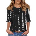 thumbnail image 1 of GERsome Womens Short Sleeve T-Shirts, Trendy 3/4 Ruffle Sleeve Crew Neck Floral Shirts Summer Loose Fit Business Casual Dressy Work Shirts, Sizes S-3XL, 1 of 7