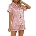 thumbnail image 1 of GERsome Womens Silk Satin Pajamas Short Sleeve Button Down Pjs Set Sleepwear Two Piece Pjs Shorts Set with Pockets, 1 of 7