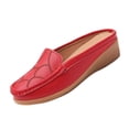 thumbnail image 1 of GERsome Womens Slip-On Mules Closed Toe Platform Loafers Comfort Backless Slides for Casual Summer Beach Work, Red Size 8.5, 1 of 8