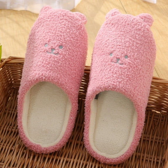 GERsome Womens Slippers,House Slippers Cute Bear Memory Foam Fluffy Soft Fuzzy Slippers Slip on Warm Shoes
