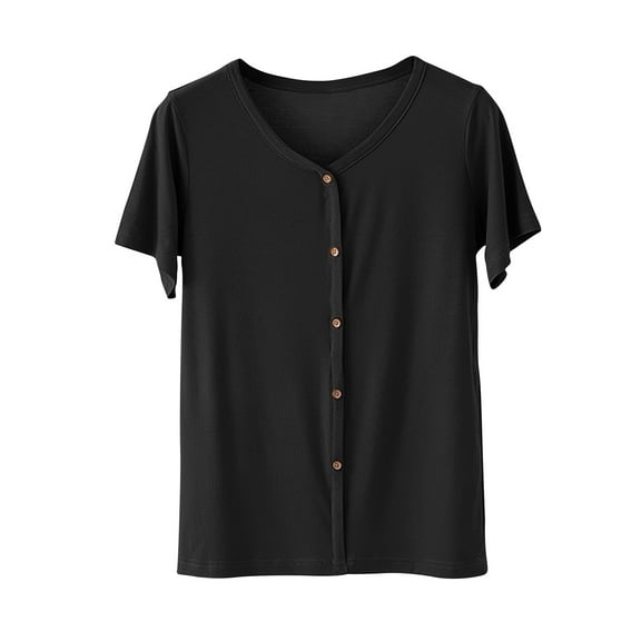 GERsome Womens Solid Color Short Sleeve T Shirts Soft V Neck Shirts for Women Summer Loose Fit Lightweight Basic Tee Tops L-XXL