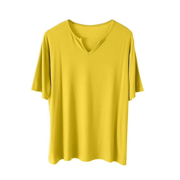GERsome Womens Solid Color Short Sleeve T Shirts Soft V Neck Shirts for Women Summer Loose Fit Lightweight Basic Tee Tops L-XXL