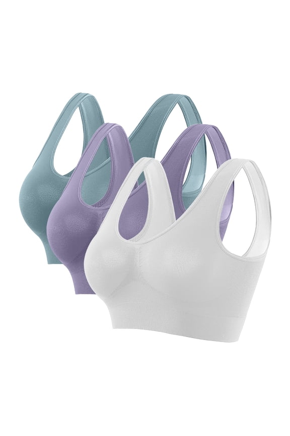 Womens Sports Bras 3 Pack Workout Yoga Gym Fitness Bra, Sizes S-5XL