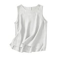 thumbnail image 1 of GERsome Womens Tank Tops Cotton Linen Crew Neck Sleeveless Tee Shirts Loose Fit Solid Color Summer Beach Vacation Shirts M-2XL, 1 of 3
