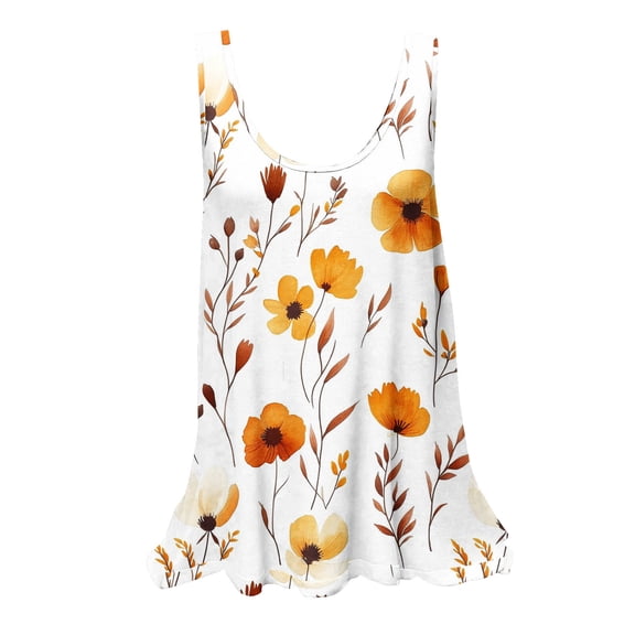 GERsome Womens Tank Tops Crewneck Loose Fit Floral T Shirts Casual Flowy Sleeveless Tunic Shirts S-2XL