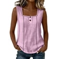 thumbnail image 1 of GERsome Womens Tank Tops Dressy Square Neckline Casual Sleeveless Loose Fit Summer Shirts Pink Size L, 1 of 9