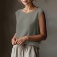 thumbnail image 1 of GERsome Womens Tank Tops Lace Trim Summer Vacation Casual T-Shirts Loose Fit Sleeveless Crew Neck Shirts Gray Size L, 1 of 7