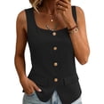 thumbnail image 1 of GERsome Womens Tank Tops Sleeveless Button Down Square Neckline Summer Casual Business Work Blazer Vests Black Size S, 1 of 8