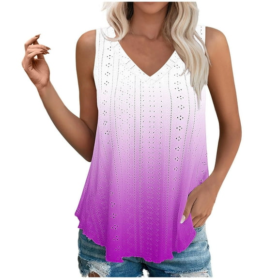 GERsome Womens Tank Tops Sleeveless V Neck Casual Loose Fit Flowy Tee Shirts Trendy Summer Tank Blouses for Women S-3XL