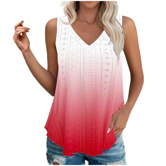 GERsome Womens Tank Tops Sleeveless V Neck Casual Loose Fit Flowy Tee Shirts Trendy Summer Tank Blouses for Women S-3XL